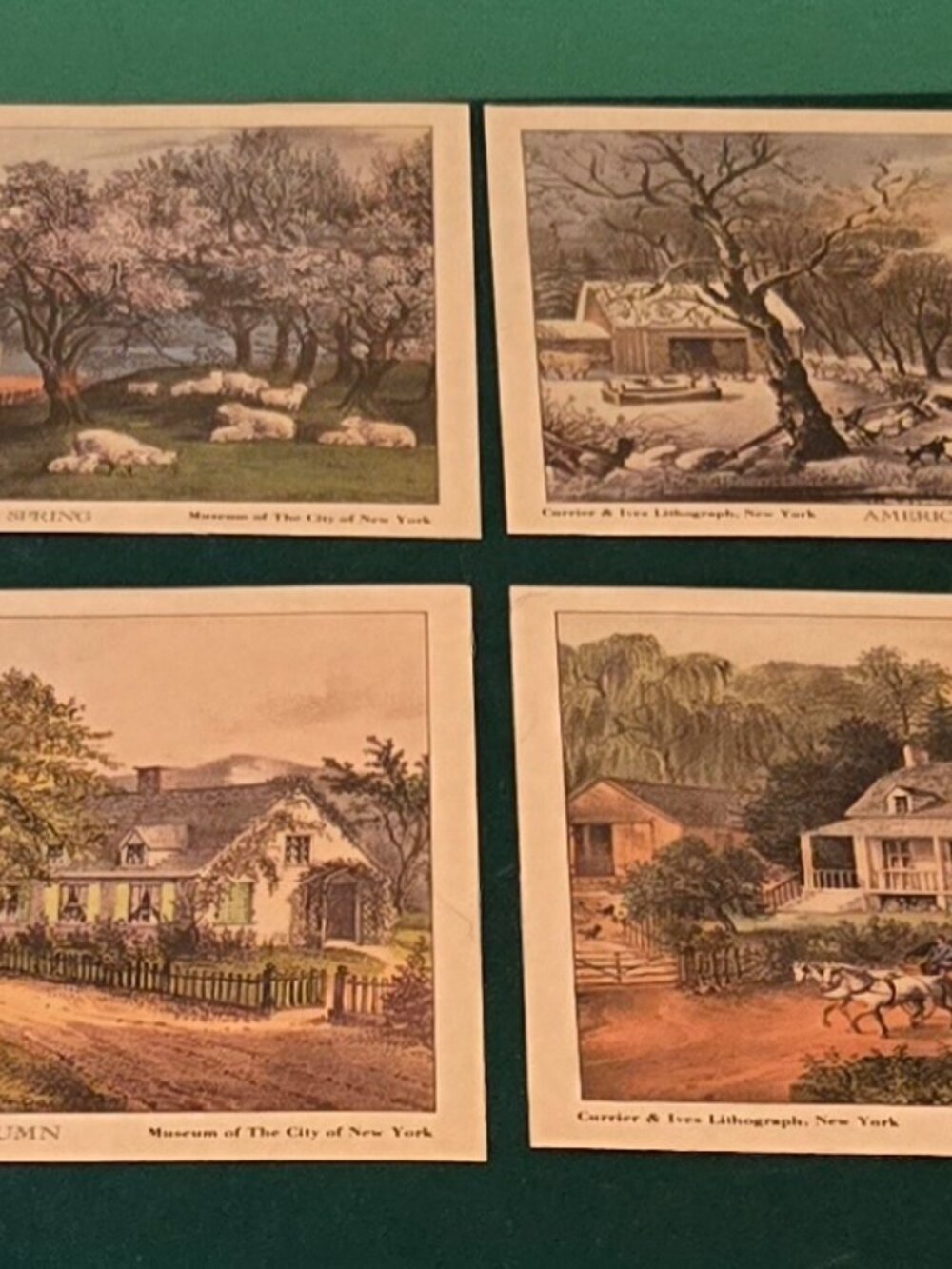 Currier and Ives Lithographs "American Homestead" Four Seasons Series set of 4